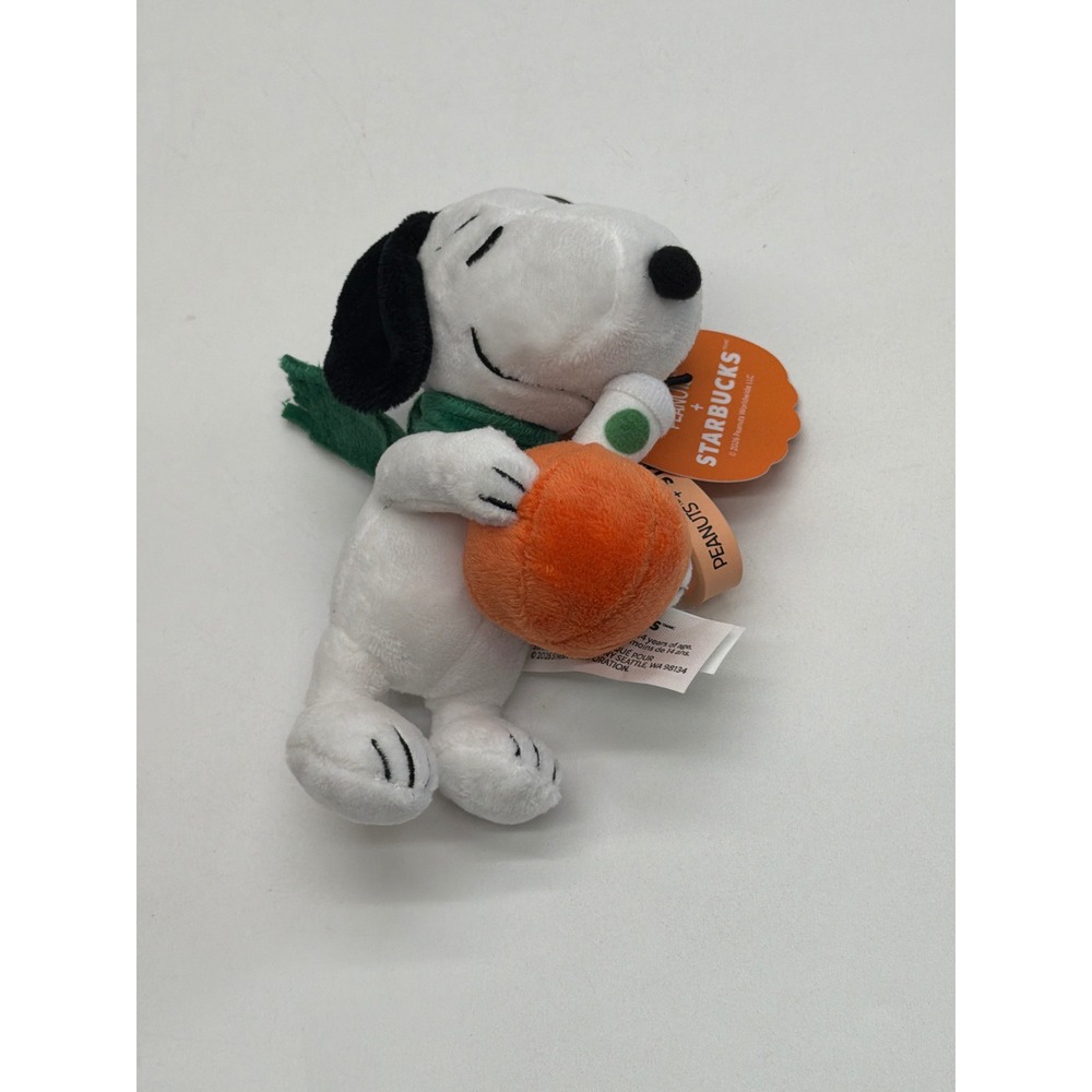 Peanuts x Starbucks Snoopy Pumpkin Plush Bag Charm Keychain Woodstock New